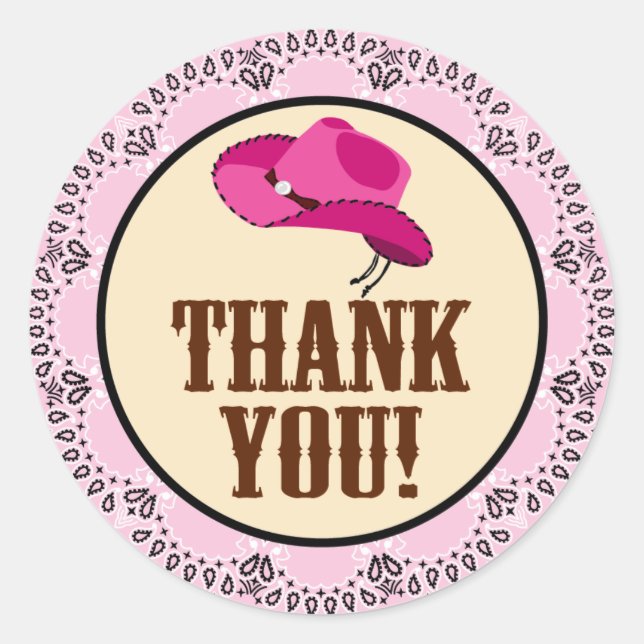 Pink Cowgirl Danke Stickers (Vorderseite)