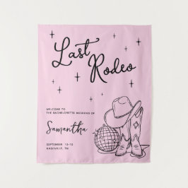 Pink Cowgirl Disco Last Rodeo Bachelorette Party Wandteppich