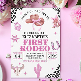 Pink Cowgirl First Rodeo Birthday Western Party  Einladung