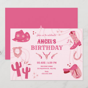 Pink Cowgirl Geburtstag Einladung