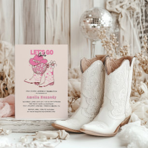 Pink Cowgirl Geburtstagsparty Lasse Go Girls Retro Einladung