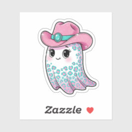 Pink Cowgirl Ghost mit Leopard Print Sticker
