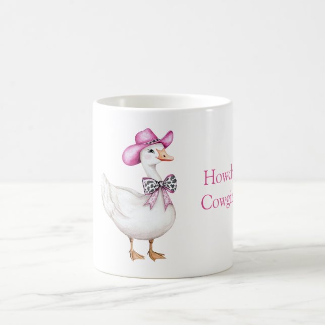 Pink Cowgirl Hat Cow Print Bow Goose Kaffeetasse (Mittel)