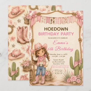 Pink Cowgirl Hoedown Geburtstagsfeier Einladung