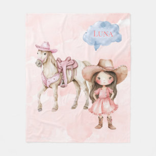 Pink Cowgirl Horse 00. Geburtstagsparty Geschenk Fleecedecke