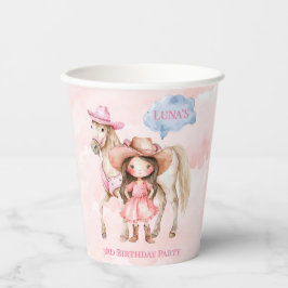 Pink Cowgirl Horse 00. Geburtstagsparty Pappbecher