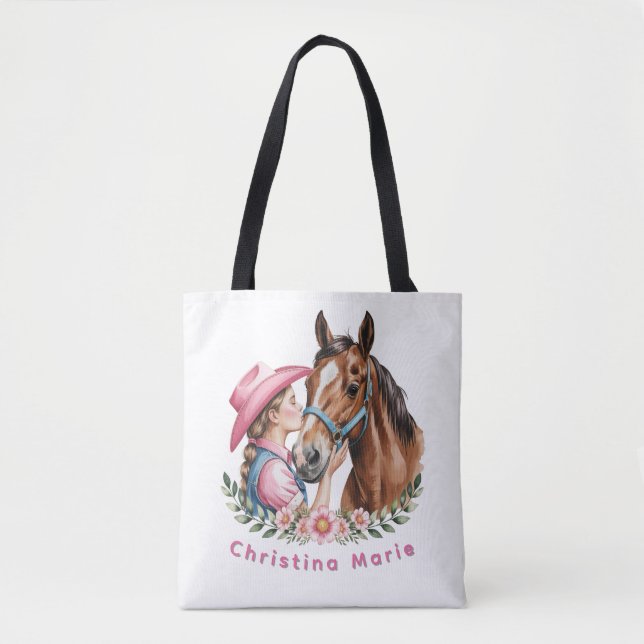 Pink Cowgirl Kissing a Horse Birthday Party Gift (Vorderseite)