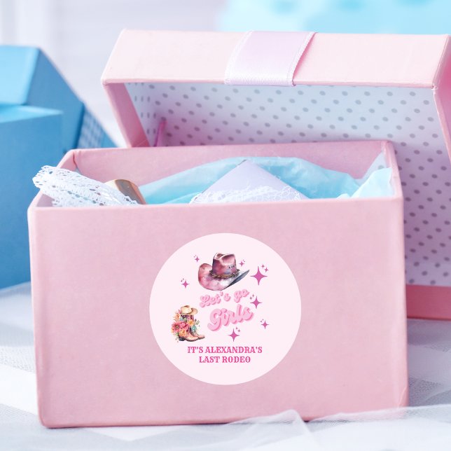 Pink Cowgirl Nashville Let's Go Girls Bachelorette Runder Aufkleber (Von Creator hochgeladen)