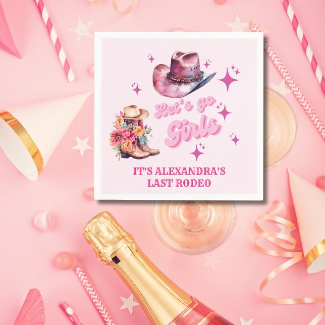 Pink Cowgirl Nashville Let's Go Girls Bachelorette Serviette (Von Creator hochgeladen)