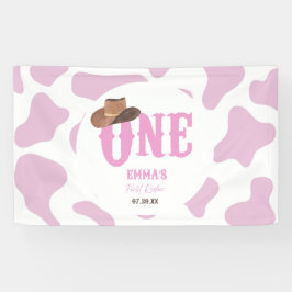 Pink Cowgirl ONE First Rodeo 1st Birthday Party Banner