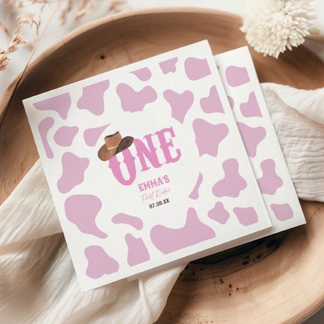Pink Cowgirl ONE First Rodeo 1st Birthday Party Serviette (Von Creator hochgeladen)