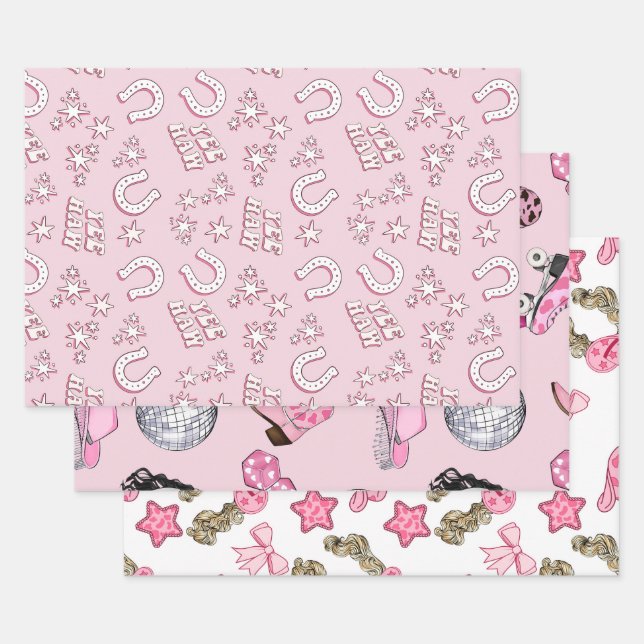 Pink Cowgirl Pattern Geschenkpapier Set (Set)