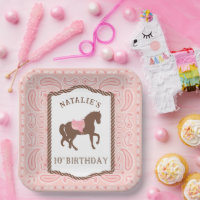 Pink Cowgirl | Pferde Silhouette 10. Geburtstag