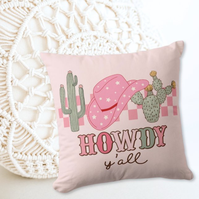 Pink Cowgirl Preppy Howdy Yall Modern Throw Kissen (Pink Cowgirl Preppy Howdy Yall Modern Throw Pillow)