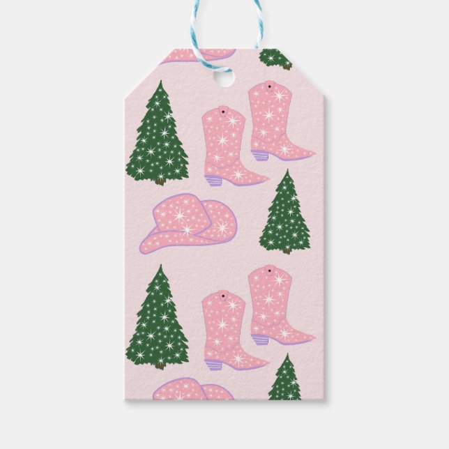 Pink Cowgirl Rodeo Hat Weihnachtsbaum Geschenkanhänger (Vorderseite)