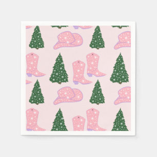 Pink Cowgirl Rodeo Hat Weihnachtsbaum Serviette