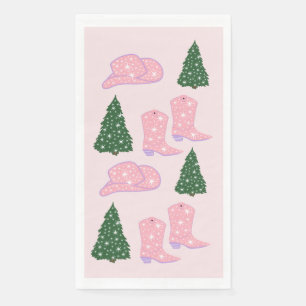 Pink Cowgirl Rodeo Hat Weihnachtsbaum Serviette