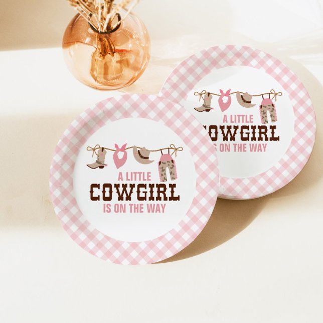 Pink Cowgirl Western Baby Dusche Papier Teller (Von Creator hochgeladen)