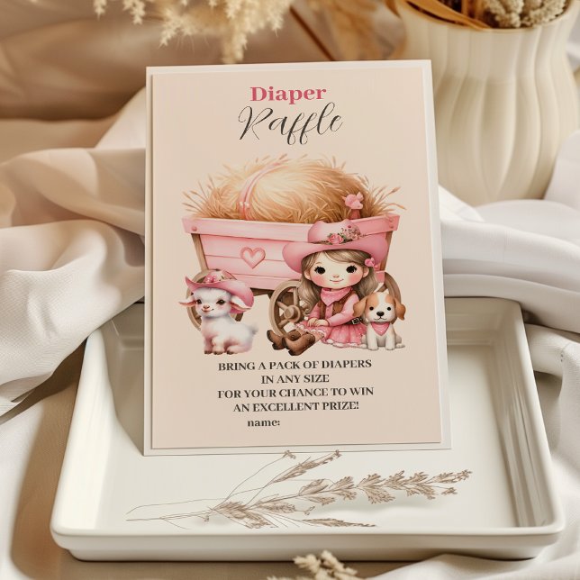 Pink Cowgirl Western Diapper Raffle Begleitkarte (Von Creator hochgeladen)