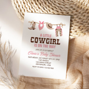 Pink Cowgirl Western Kinderdusche Einladung