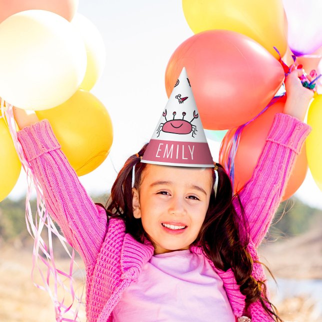 Pink Crab Sea Animal Girl Name Geburtstag Partyhütchen (Von Creator hochgeladen)