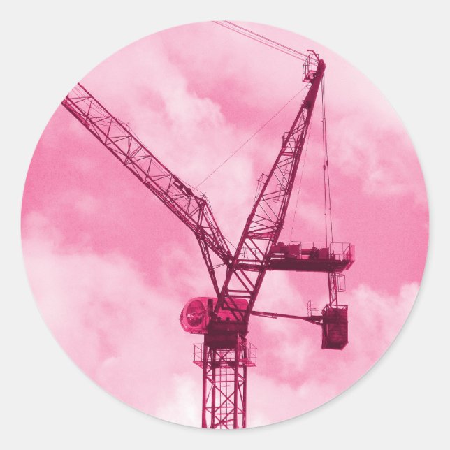 Pink Crane Runder Aufkleber (Vorderseite)