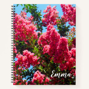 Pink Crape Myrtle Tree Blume Fotografie Notizbuch