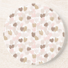 Pink Cream Brown Hearts Getränkeuntersetzer