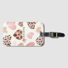 Pink Cream Brown Leopard Hearts Gepäckanhänger