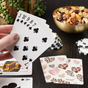 Pink Cream Brown Leopard Hearts Spielkarten