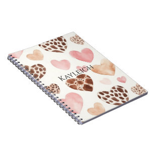 Pink Cream Brown Leopard Herzens Geburtstag Notizblock