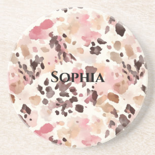 Pink Cream Brown Leopard Weihnachten Getränkeuntersetzer