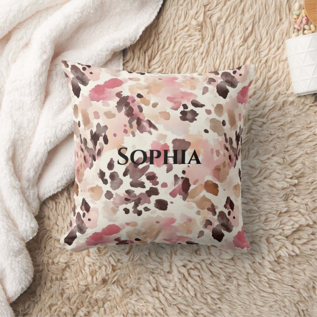 Pink Cream Brown Leopard Weihnachten Kissen (Decke)