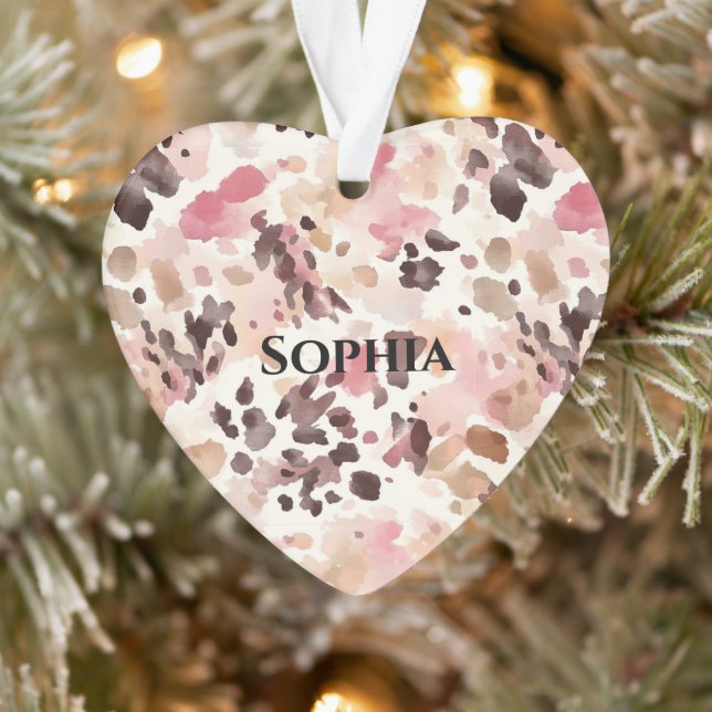 Pink Cream Brown Leopard Weihnachten Ornament (Baum)