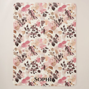 Pink Cream Brown Leopard Weihnachten Sherpadecke