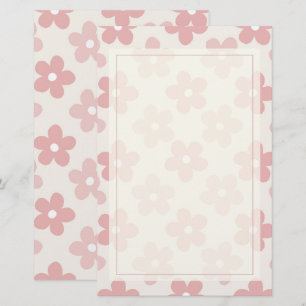 Pink Cream Daisy Blume Retro Muster Briefpapier