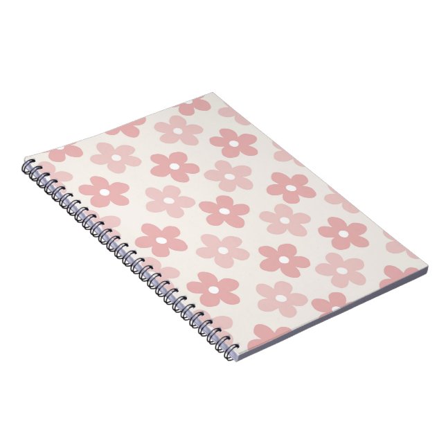 Pink Cream Daisy Blume Retro Muster Notizblock (Rechte Seite)