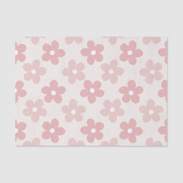 Pink Cream Daisy Blume Retro Muster Seidenpapier (Vorderseite)
