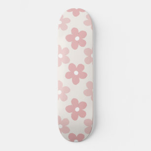 Pink Cream Daisy Blume Retro Muster Skateboard