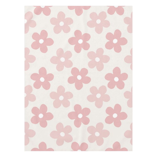 Pink Cream Daisy Blume Retro Muster Tischdecke (Vorderseite)