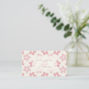 Pink Cream Daisy Blume Retro Muster Visitenkarte