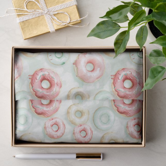 Pink Cream Donuts Geburtstag Seidenpapier (Geschenk)