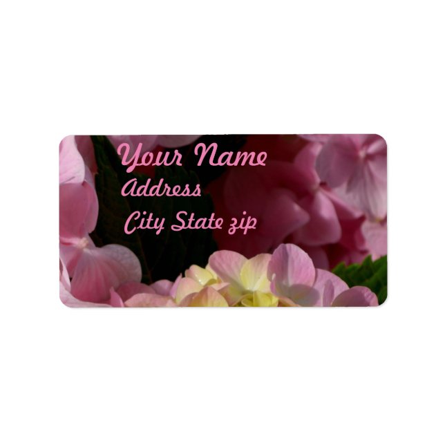 Pink Cream Hydrangeas gelb rosa grüne Blüte Adressaufkleber (Vorne)