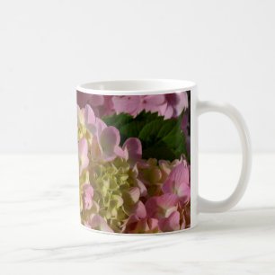 Pink Cream Hydrangeas gelb rosa grüne Blüte Kaffeetasse