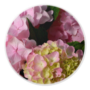 Pink Cream Hydrangeas gelb rosa grüne Blüte Keramikknauf