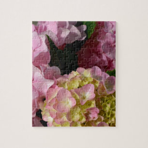 Pink Cream Hydrangeas gelb rosa grüne Blüte Puzzle