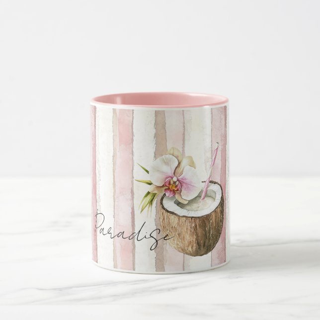 Pink Cream Paradise Tropical Coconut Orchid Flower Tasse (Zentrum)