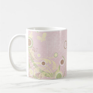 Pink Cream Polka Dots Butterflies Klassische Tasse
