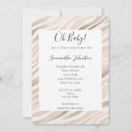 Pink Cream Zebra Animal Print Baby Dusche Einladung