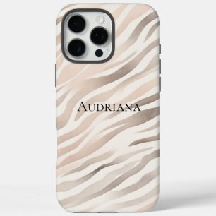 Pink Creme Beige Zebra Tierdruck iPhone 16 Pro Max Hülle
